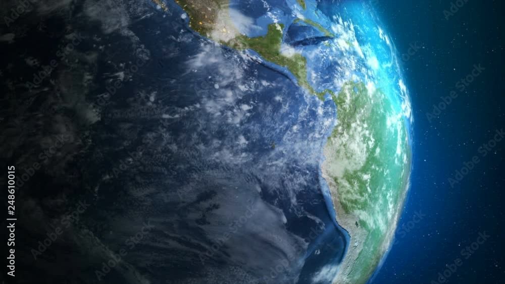 Poster 3d rendering globe spinning and orbit in the universe with lighting effect and dark grain processed 