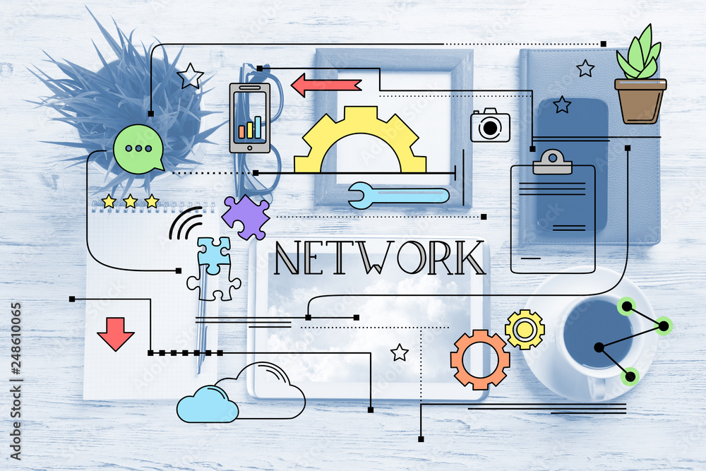 Poster networking and social connection concepts.