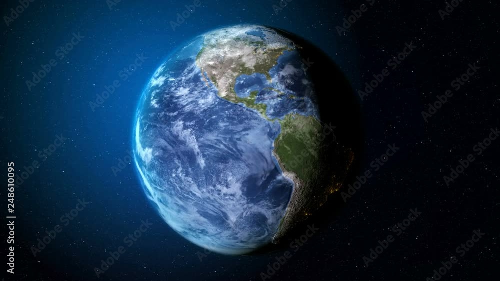 Poster 3d rendering globe spinning and orbit in the universe with lighting effect and dark grain processed 