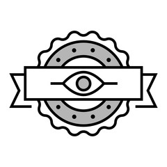 Eye linear emblem. Author supervision symbol. A Trendy vector line style. Guarantee stamp sign. Eye pictogram contour style.