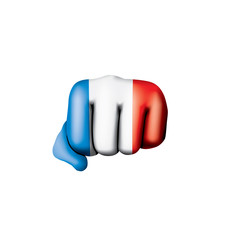 France flag and hand on white background. Vector illustration