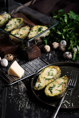 Avocado baked with cheese and quail egg