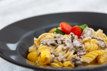 Pasta Bolognese on the table