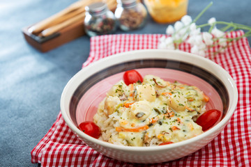 Scallops of leeks Basmati rice