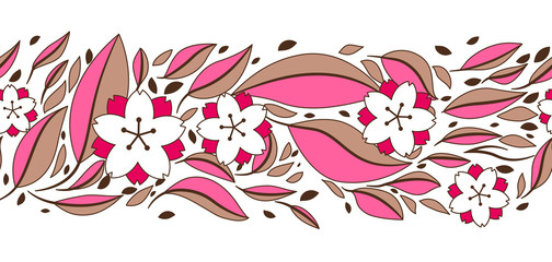 Seamless pattern with sakura or cherry blossom.