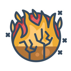 Forest fires LineColor illustration