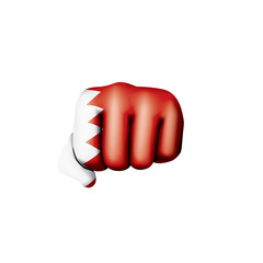 Bahrain flag and hand on white background. Vector illustration