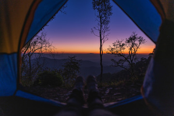 Night sky Stars and Milky Way On the Moutain