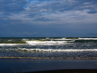 Adriatic sea in windy weather, Rimini, Italy.