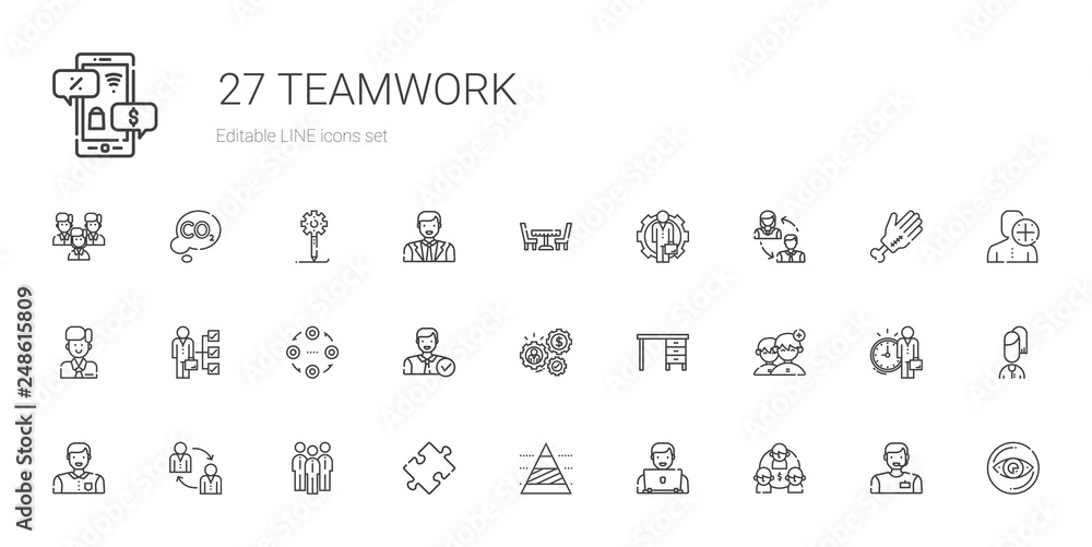 Poster teamwork icons set