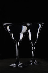 glass on black background