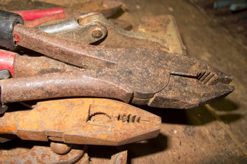 Dusty old pliers collection