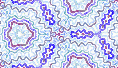 Blue Geometric Watercolor. Cute Seamless Pattern. 