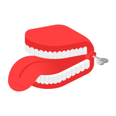 Clockwork toy teeth with tongue for joke april fool's day