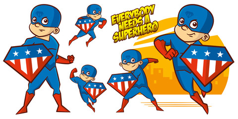 Superhero character Superheroes Set Vector illustration design