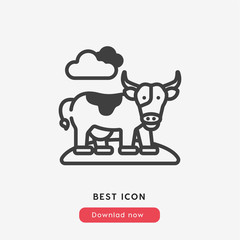 cow icon. cow vector symbol. Linear style sign for mobile concept and web design. cow symbol illustration. Pixel vector graphics - Vector	