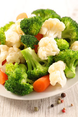 cauliflower, carrot and broccoli
