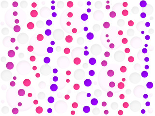 Circles background. Purple, pink, light gray circles of different sizes on white. Chaotic pattern.