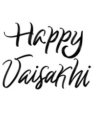 Happy Vaisakhi handwriting challigraphy, isolated on white background. Indian traditional holiday. 
