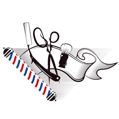 Barbershop and hair salon silhouette symbol for Business