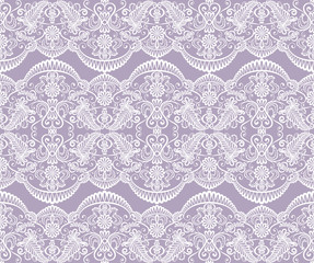 Seamless lilac lace background with floral pattern