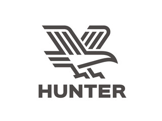 Eagle logo template, linear style. Vector format, available for editing. Black and white version on white background.