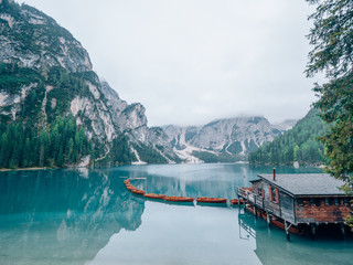 Lago di Braies in the Dolomites, Italy