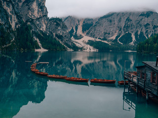 Lago di Braies in the Dolomites, Italy