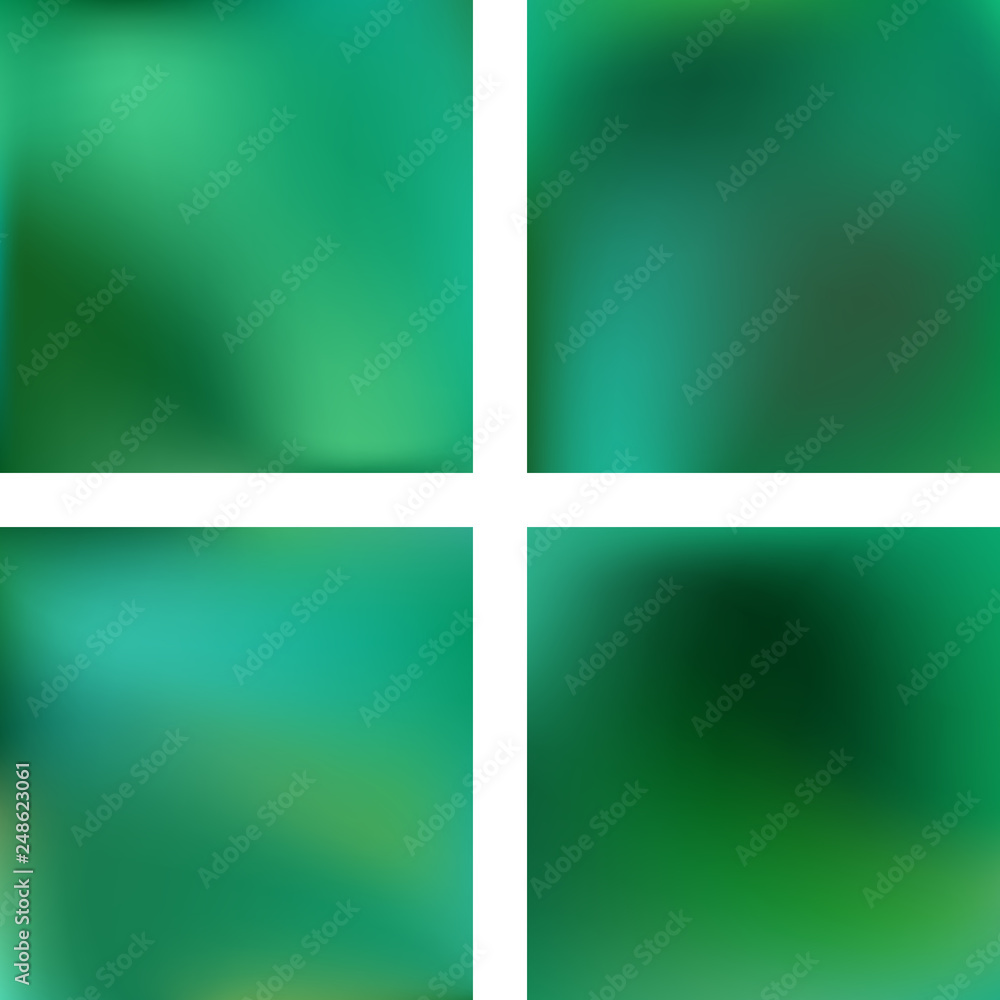 Poster set with green abstract blurred backgrounds. vector illustration. modern geometrical backdrop. abstr