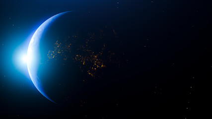 Sunrise Over The Earth Left Side View