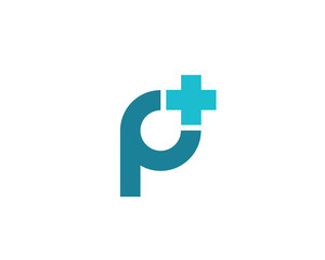 Letter P cross plus medical logo icon design template elements
