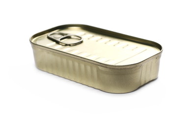 Sealed tin can isolated on white background