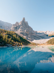 Lago di Sorapis in the Dolomites in italy