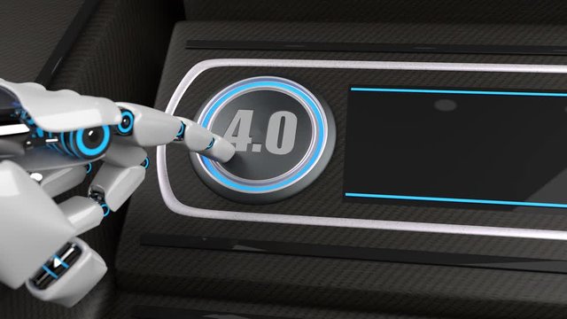 4k Animation Roboter Hand Knopf Industrie 4.0