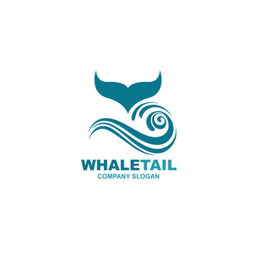 design with abstract symbol of whale tail and sea wave