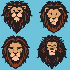 Lion Logo Set Collection Design Premium Vector Illustration