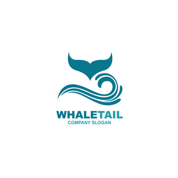 design with abstract symbol of whale tail and sea wave