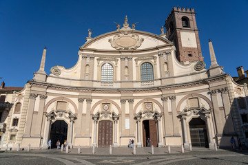 Fototapeta na wymiar Vigevano, italy: the historic Piazza Ducale