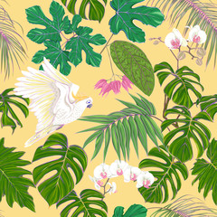 Seamless pattern, background. with tropical plants