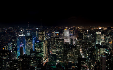 Amazing NYC night aerial view. Manhattan district. USA