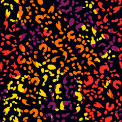 Bright seamless pattern with leopard print. Color leopard texture. Animal pattern.