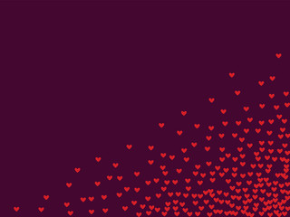 Pink hearts on a burgundy background. Heart confetti on a bright background. Valentine's Day.