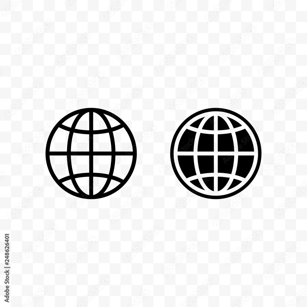 Poster earth globe vector icon, international travel website homepage or language change web symbol with wo