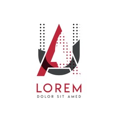 UA logo with gray and red color that can be used for creative industries and paper printing. AU logo is filled with bubbles and dots, can be applied in the background and wallpaper.