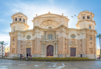 Fototapeta na wymiar New Cathedral, or Catedral de Santa Cruz on Cadiz, Andalusia, Spain
