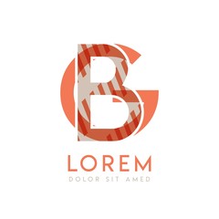 GB natural logo design with pink orange and gray color that can be used for creative business and advertising. BG logo is filled with bubbles and dots, can be used for all areas of the company.