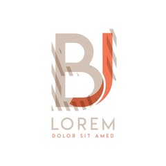JB natural logo design with pink orange and gray color that can be used for creative business and advertising. BJ logo is filled with bubbles and dots, can be used for all areas of the company.