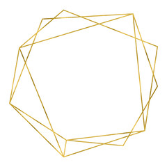 Art deco style gold geometrical polyhedron linear frame - obrazy, fototapety, plakaty