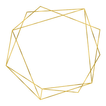 Art deco style gold geometrical polyhedron linear frame