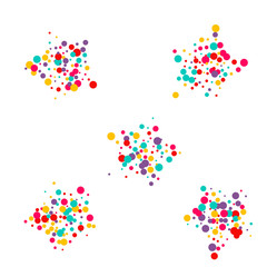 Obraz premium Festive background with multicolored confetti. Yellow, pink, blue circles but against a white background. Flying confetti.